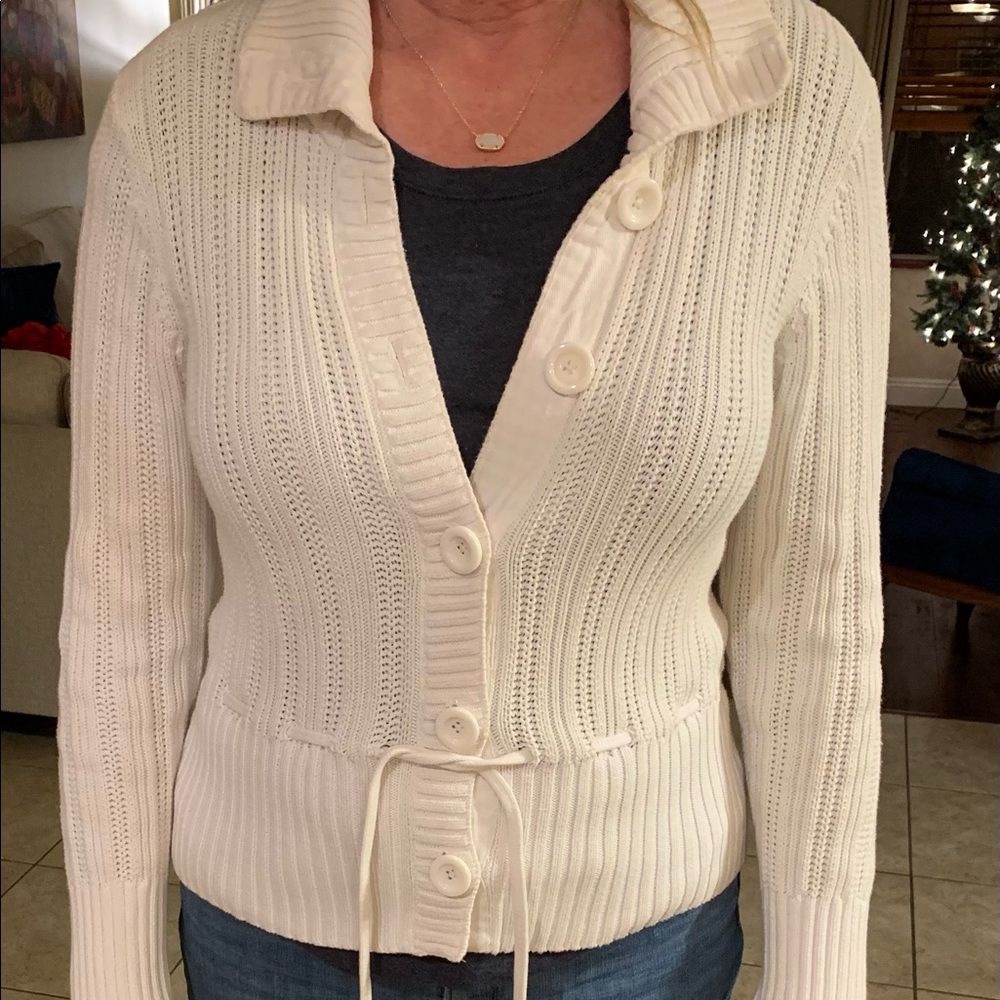 Beautiful white button up sweater